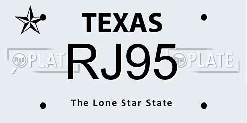 RJ95 Texas License Plate