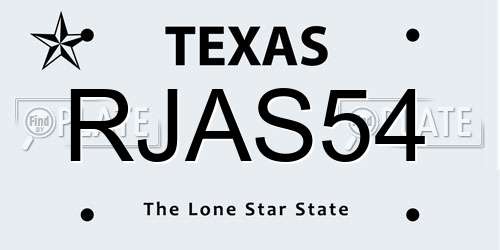 RJAS54 Texas License Plate