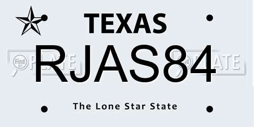 RJAS84 Texas License Plate