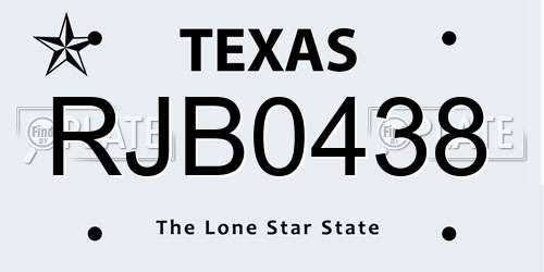 RJB0438 Texas License Plate