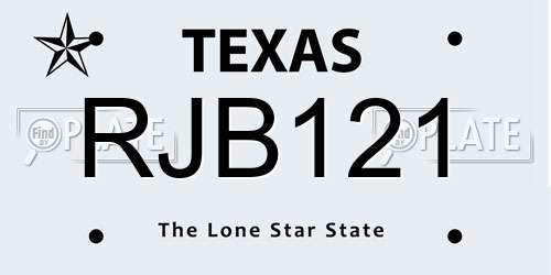 RJB121 Texas License Plate