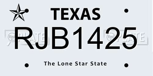 RJB1425 Texas License Plate