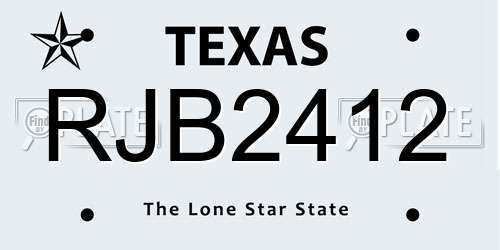RJB2412 Texas License Plate