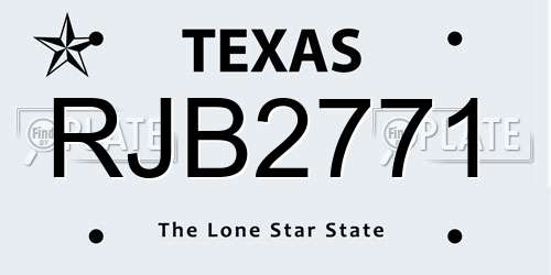 RJB2771 Texas License Plate
