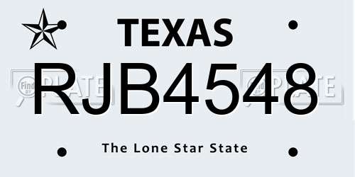 RJB4548 Texas License Plate