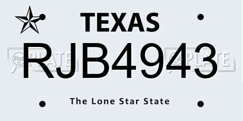 RJB4943 Texas License Plate