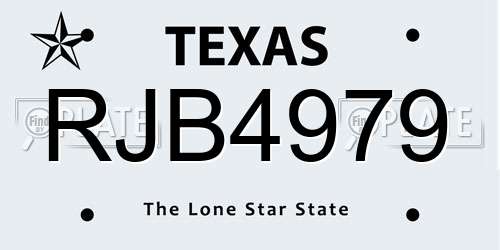 RJB4979 Texas License Plate