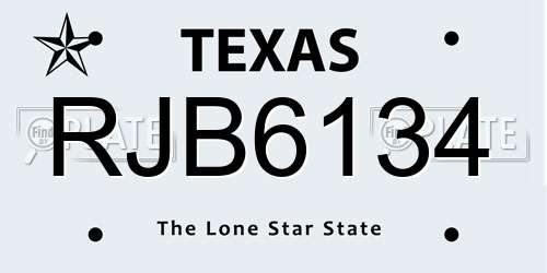 RJB6134 Texas License Plate