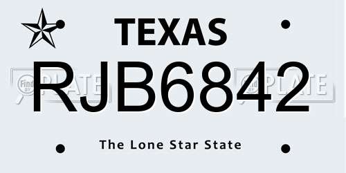 RJB6842 Texas License Plate
