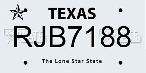 RJB7188 Texas License Plate