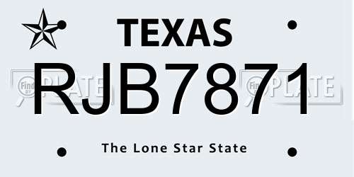 RJB7871 Texas License Plate