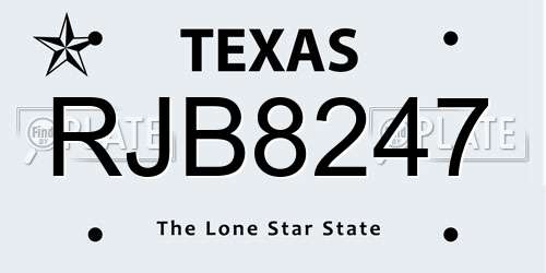 RJB8247 Texas License Plate