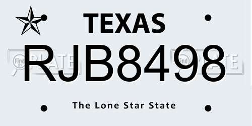 RJB8498 Texas License Plate