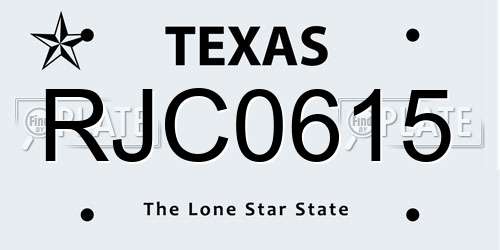 RJC0615 Texas License Plate