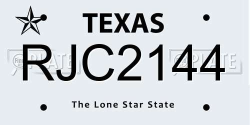 RJC2144 Texas License Plate