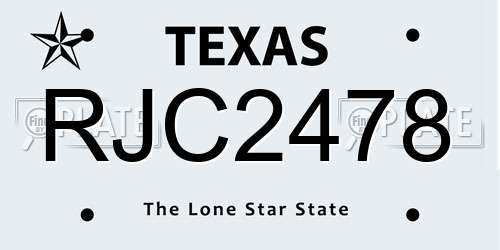 RJC2478 Texas License Plate