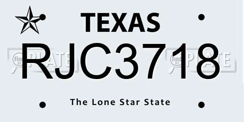 RJC3718 Texas License Plate