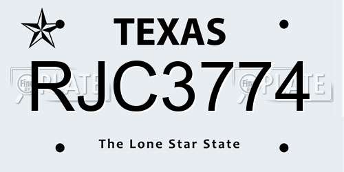 RJC3774 Texas License Plate