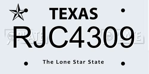 RJC4309 Texas License Plate