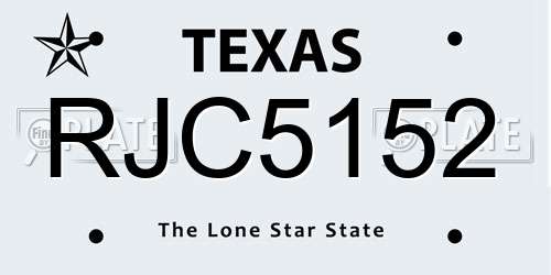 RJC5152 Texas License Plate