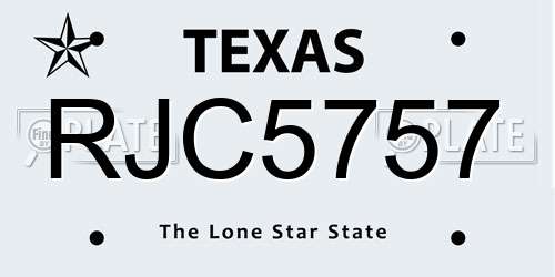 RJC5757 Texas License Plate