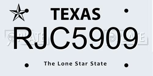 RJC5909 Texas License Plate