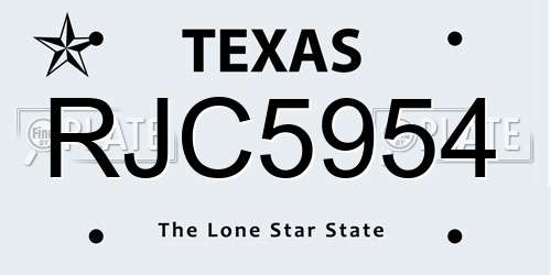RJC5954 Texas License Plate