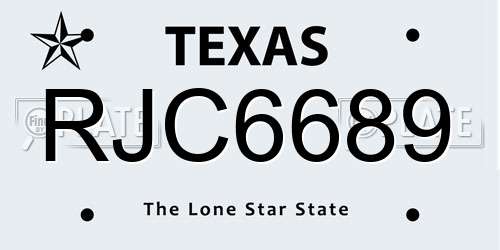 RJC6689 Texas License Plate