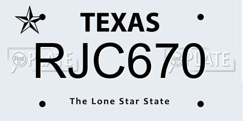 RJC670 Texas License Plate
