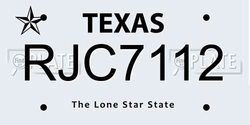 RJC7112 Texas License Plate