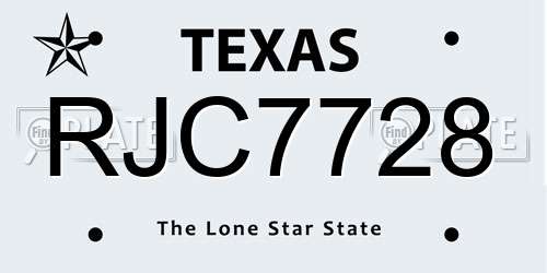 RJC7728 Texas License Plate