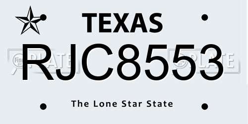 RJC8553 Texas License Plate