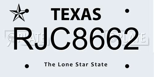 RJC8662 Texas License Plate