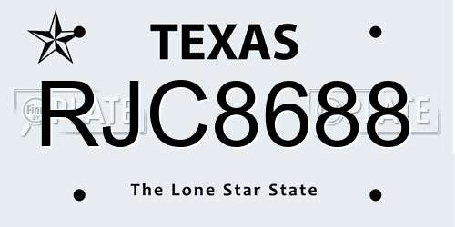 RJC8688 Texas License Plate
