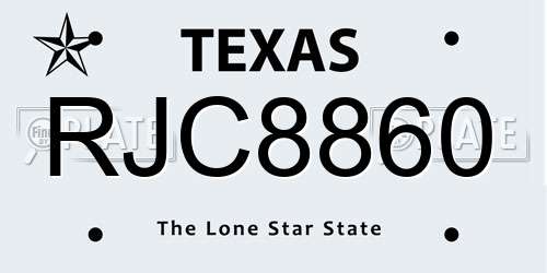 RJC8860 Texas License Plate