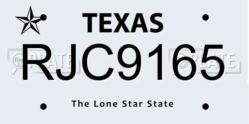 RJC9165 Texas License Plate