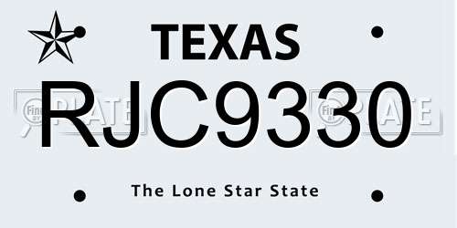 RJC9330 Texas License Plate