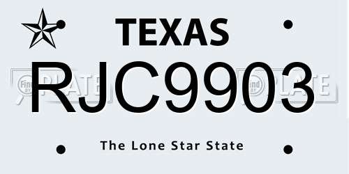RJC9903 Texas License Plate