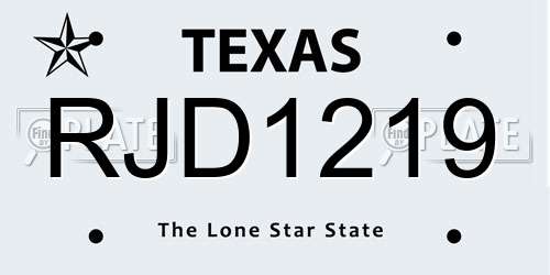 RJD1219 Texas License Plate