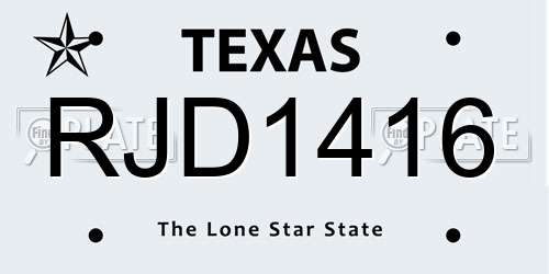 RJD1416 Texas License Plate