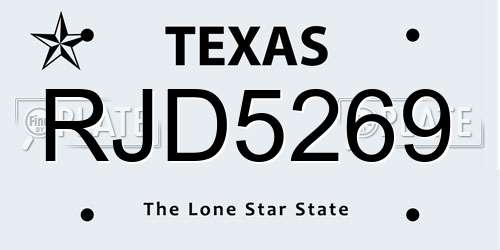 RJD5269 Texas License Plate