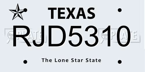RJD5310 Texas License Plate