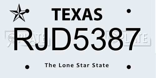 RJD5387 Texas License Plate