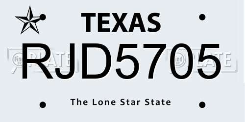 RJD5705 Texas License Plate