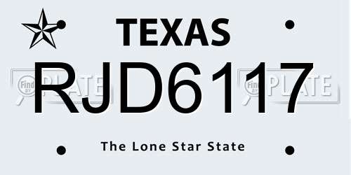 RJD6117 Texas License Plate