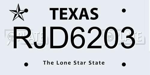 RJD6203 Texas License Plate