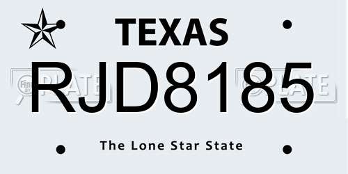 RJD8185 Texas License Plate
