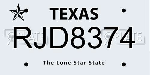 RJD8374 Texas License Plate