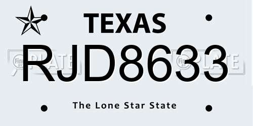 RJD8633 Texas License Plate
