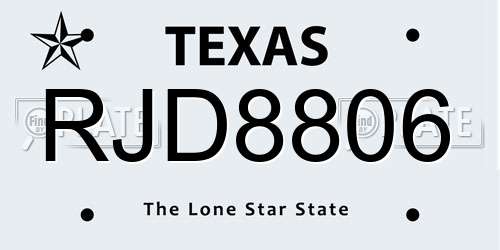 RJD8806 Texas License Plate